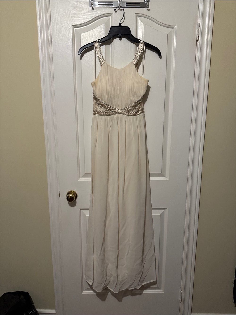 Ivory Beaded Waist Maxi Prom/Wedding Dress